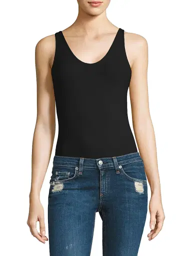 ATM Anthony Thomas Melillo Women's V-Neck Stretch-Modal Bodysuit - Black - Size Large | Thumbnail 1