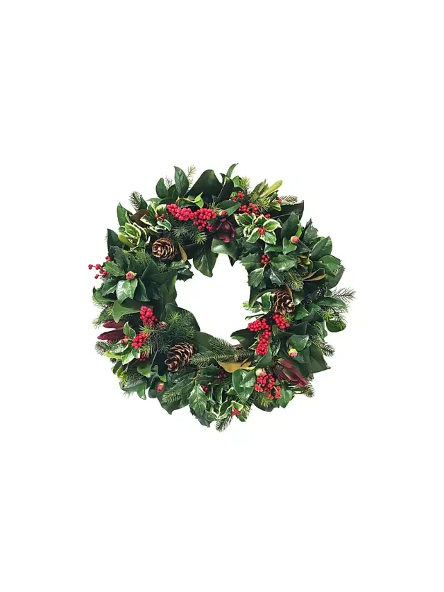 Winward Home Artificial Ilex/Pinecone Wreath