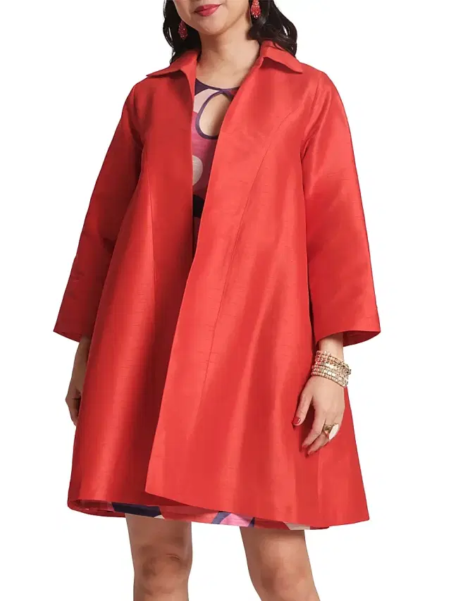 Frances Valentine Women's Charlotte Open-Front Topper Jacket - Red