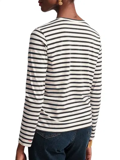 Frances Valentine Women's Striped Cotton Long-Sleeve T-Shirt - Oyster Black - Size XL | Thumbnail 3 Frances Valentine Women's Striped Cotton Long-Sleeve T-Shirt - Oyster Black - Size XL | Thumbnail 3
