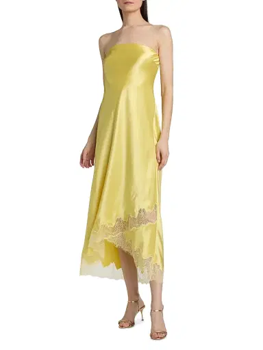 Cami NYC Women's Alexandria Strapless Lace-Trimmed Satin Midi-Dress - Custard | Thumbnail 2