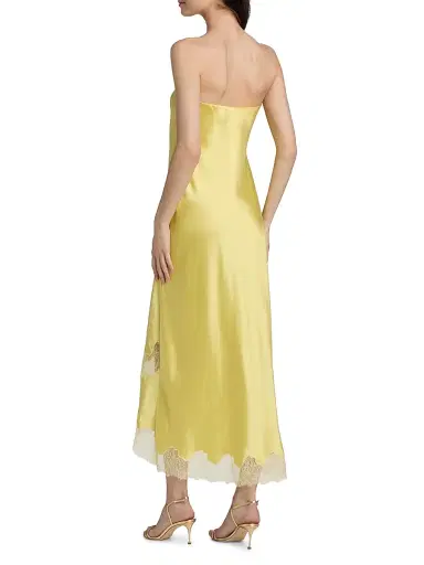 Cami NYC Women's Alexandria Strapless Lace-Trimmed Satin Midi-Dress - Custard | Thumbnail 5