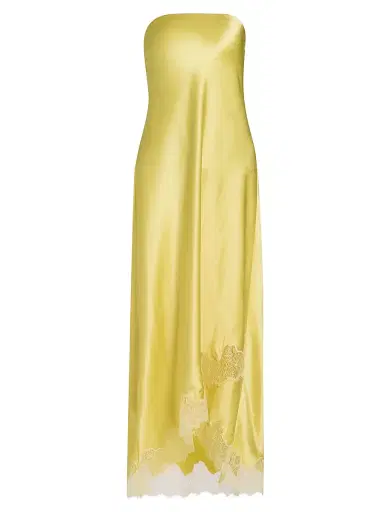 Cami NYC Women's Alexandria Strapless Lace-Trimmed Satin Midi-Dress - Custard | Thumbnail 1