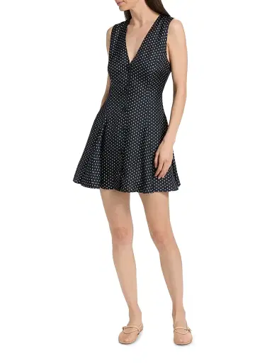 DÔEN Women's Aubrey Polka Dot A-Line Dress - Hepburn Dot - Size XS | Thumbnail 2