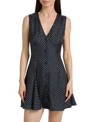 DÔEN Women's Aubrey Polka Dot A-Line Dress - Hepburn Dot - Size XS | Thumbnail 3