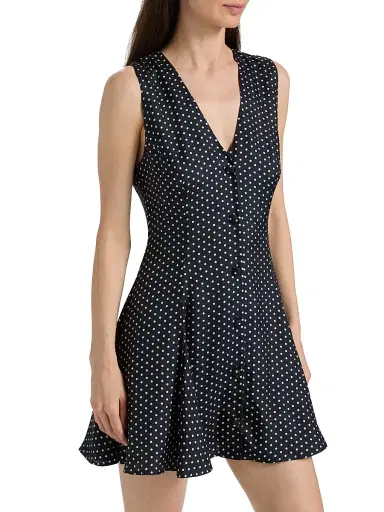 DÔEN Women's Aubrey Polka Dot A-Line Dress - Hepburn Dot - Size XS | Thumbnail 4