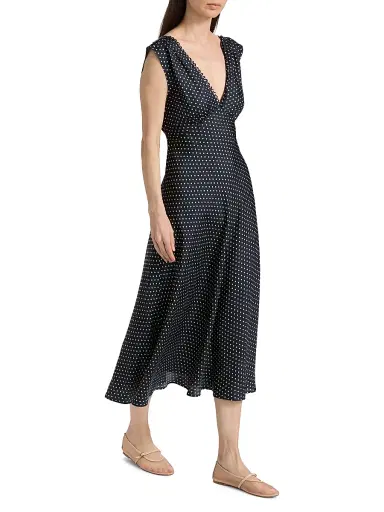 DÔEN Women's Tahlia Polka Dot Silk-Blend Midi-Dress | Thumbnail 4