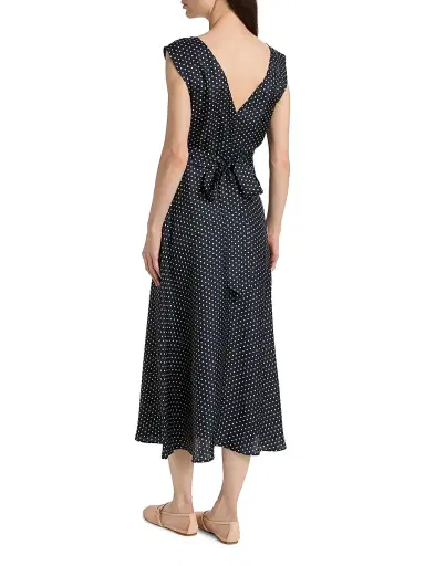 DÔEN Women's Tahlia Polka Dot Silk-Blend Midi-Dress | Thumbnail 5
