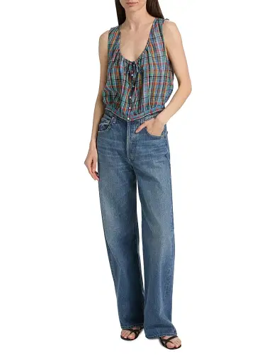 DÔEN Women's Theo Plaid Cotton Sleeveless Top - Alderbrook Plaid | Thumbnail 2 DÔEN Women's Theo Plaid Cotton Sleeveless Top - Alderbrook Plaid | Thumbnail 2