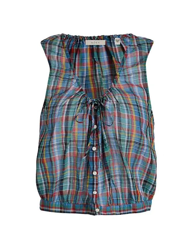 DÔEN Women's Theo Plaid Cotton Sleeveless Top - Alderbrook Plaid