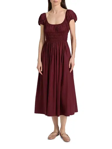 DÔEN Women's Quinley Cotton Smocked Midi-Dress | Thumbnail 3 DÔEN Women's Quinley Cotton Smocked Midi-Dress | Thumbnail 3