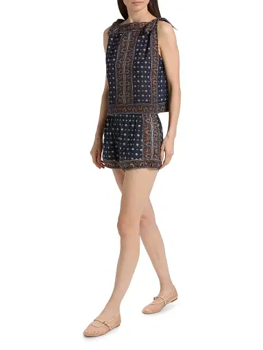 DÔEN Women's Vienna Shell-Print Cotton Shorts | Thumbnail 2 DÔEN Women's Vienna Shell-Print Cotton Shorts | Thumbnail 2