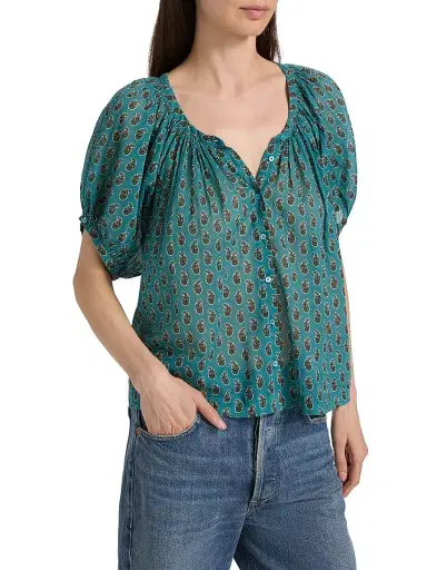 DÔEN Women's June Paisley Cotton Top - Chaumont Paisley | Thumbnail 4 DÔEN Women's June Paisley Cotton Top - Chaumont Paisley | Thumbnail 4