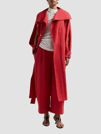 Proenza Schouler White Label Women's Corey Cotton-Blend Trench Coat - Brick - Size Large | Thumbnail 2 Proenza Schouler White Label Women's Corey Cotton-Blend Trench Coat - Brick - Size Large | Thumbnail 2