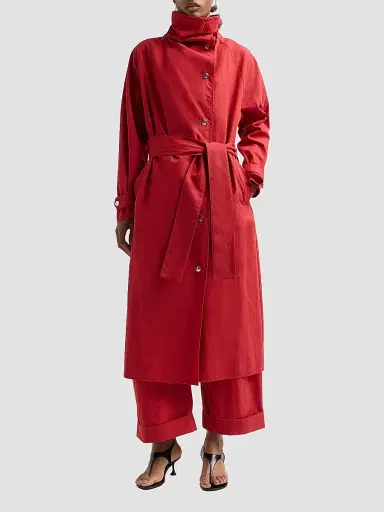 Proenza Schouler White Label Women's Corey Cotton-Blend Trench Coat - Brick - Size Large | Thumbnail 4 Proenza Schouler White Label Women's Corey Cotton-Blend Trench Coat - Brick - Size Large | Thumbnail 4
