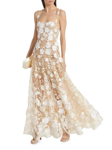 Bronx and Banco Women's Jasmine Embroidered Floral Gown - Cream | Thumbnail 2 Bronx and Banco Women's Jasmine Embroidered Floral Gown - Cream | Thumbnail 2