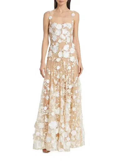 Bronx and Banco Women's Jasmine Embroidered Floral Gown - Cream | Thumbnail 3 Bronx and Banco Women's Jasmine Embroidered Floral Gown - Cream | Thumbnail 3