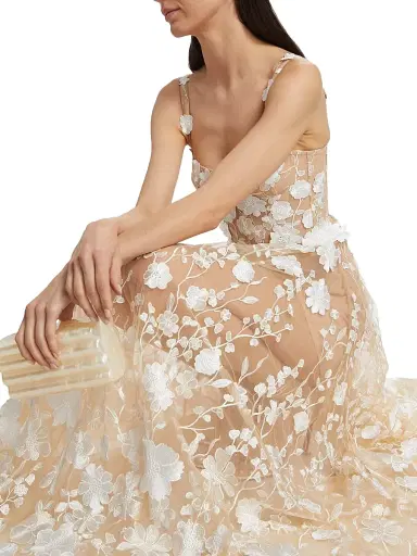 Bronx and Banco Women's Jasmine Embroidered Floral Gown - Cream | Thumbnail 6 Bronx and Banco Women's Jasmine Embroidered Floral Gown - Cream | Thumbnail 6