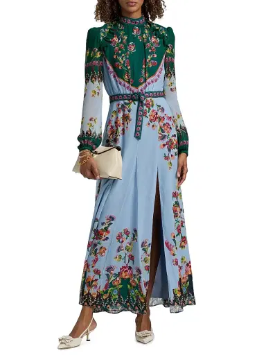 Saloni Women's Jacqui Floral Belted Midi-Dress | Thumbnail 2 Saloni Women's Jacqui Floral Belted Midi-Dress | Thumbnail 2
