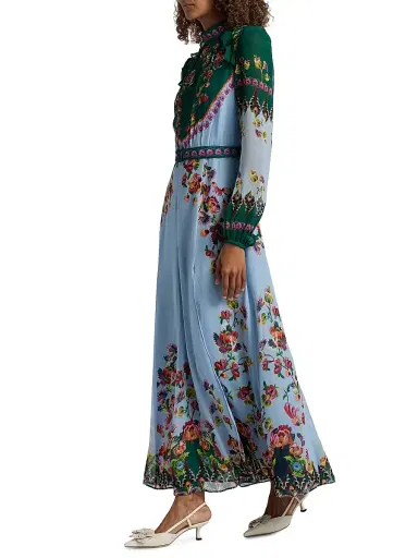 Saloni Women's Jacqui Floral Belted Midi-Dress | Thumbnail 4 Saloni Women's Jacqui Floral Belted Midi-Dress | Thumbnail 4