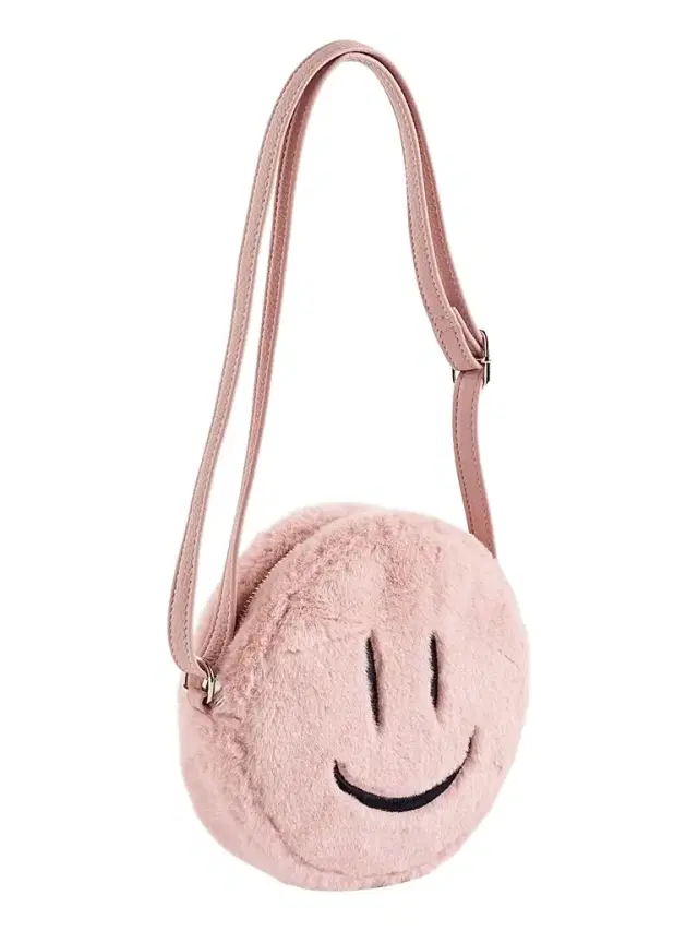 Molo Girl's Fluffy Smiley Face Bag - Petal Blush