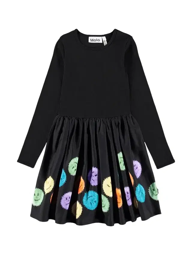 Molo Little Girl's & Girl's Casie Cotton Long-Sleeve Dress - Colourful Fluff
