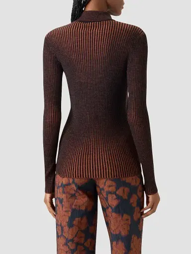 Akris punto Women's Two-Tone Wool Sweater - Black Orange - Size 16 | Thumbnail 3 Akris punto Women's Two-Tone Wool Sweater - Black Orange - Size 16 | Thumbnail 3