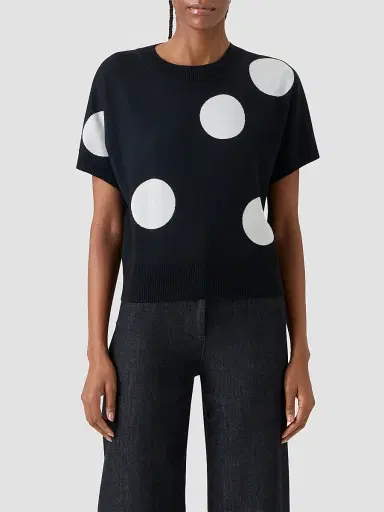 Akris punto Women's Polka Dot Virgin Wool Intarsia Knit Sweater | Thumbnail 4 Akris punto Women's Polka Dot Virgin Wool Intarsia Knit Sweater | Thumbnail 4