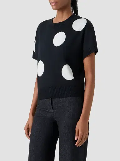 Akris punto Women's Polka Dot Virgin Wool Intarsia Knit Sweater | Thumbnail 6 Akris punto Women's Polka Dot Virgin Wool Intarsia Knit Sweater | Thumbnail 6