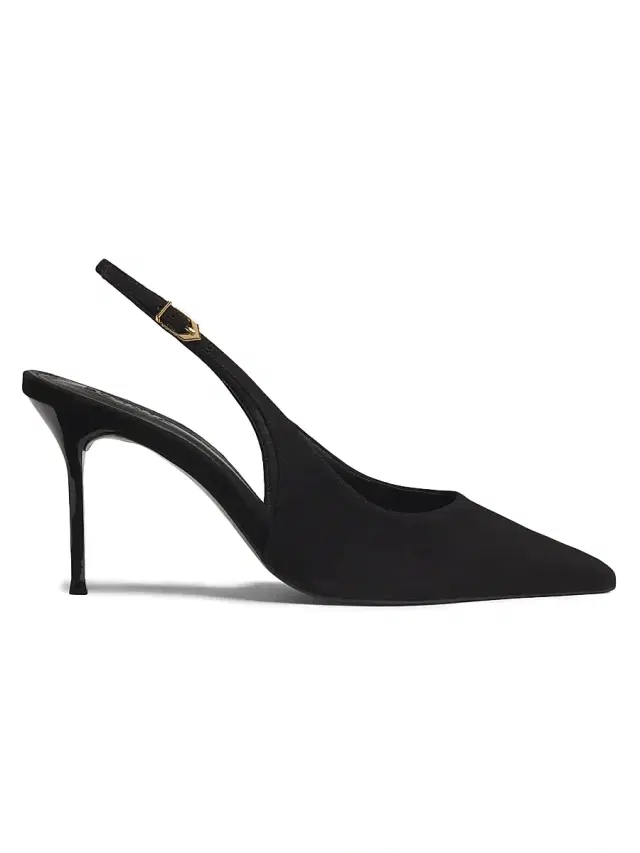 Women's Alicia Sling 90MM Suede Slingback Pumps - Black