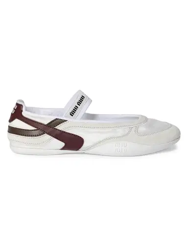 Miu Miu Women's Gymnasium Technical Fabric and Suede Ballerinas | Thumbnail 1 Miu Miu Women's Gymnasium Technical Fabric and Suede Ballerinas | Thumbnail 1