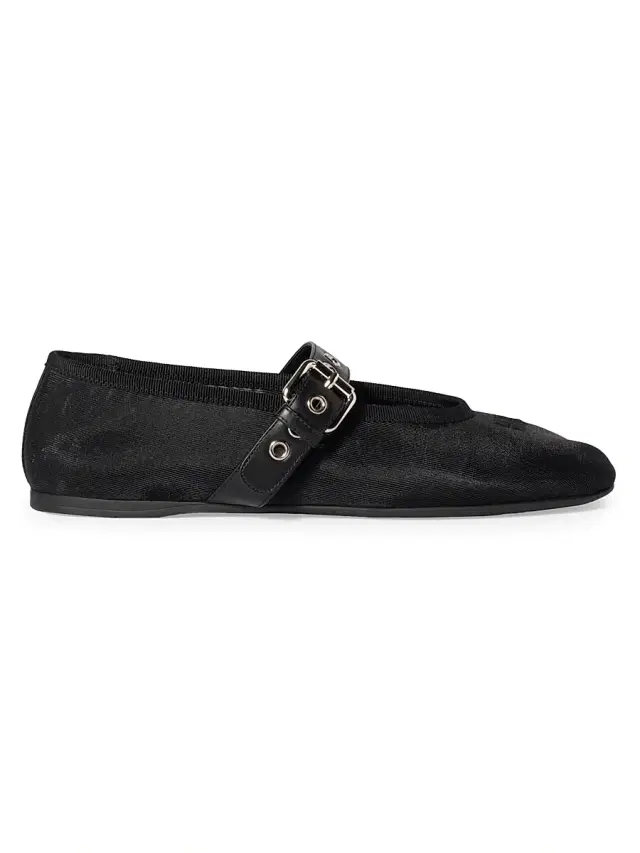 Miu Miu Women's Mesh Fabric Ballerinas - Black