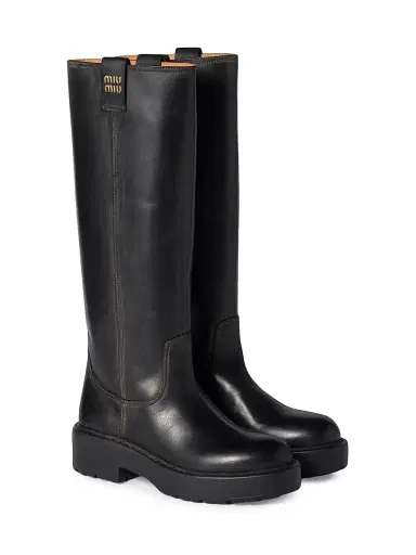 Miu Miu Women's Leather Boots - Black - Size 5.5 | Thumbnail 2