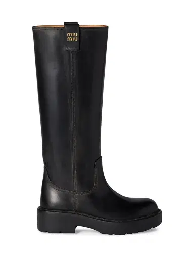 Miu Miu Women's Leather Boots - Black - Size 5.5 | Thumbnail 1