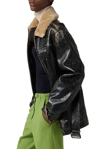 Miu Miu Women's Calf Leather Caban Jacket | Thumbnail 3 Miu Miu Women's Calf Leather Caban Jacket | Thumbnail 3