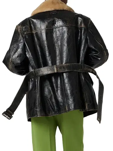 Miu Miu Women's Calf Leather Caban Jacket - Black - Size 0 | Thumbnail 4 Miu Miu Women's Calf Leather Caban Jacket - Black - Size 0 | Thumbnail 4
