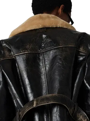 Miu Miu Women's Calf Leather Caban Jacket | Thumbnail 6 Miu Miu Women's Calf Leather Caban Jacket | Thumbnail 6
