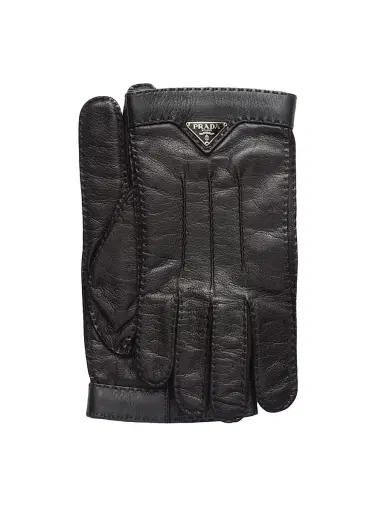 Prada Men's Leather Gloves - Black - Size 8 | Thumbnail 1