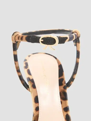 Gianvito Rossi Women's 95MM Leopard-Print Velvet Sandals - Leopard Print - Size 12 | Thumbnail 5 Gianvito Rossi Women's 95MM Leopard-Print Velvet Sandals - Leopard Print - Size 12 | Thumbnail 5