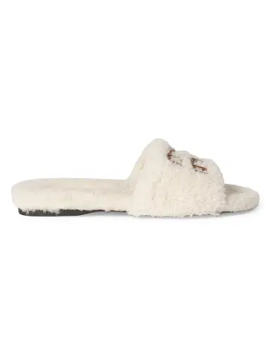 Miu Miu Women's Shearling Slides - Beige Khaki - Size 6 | Thumbnail 1