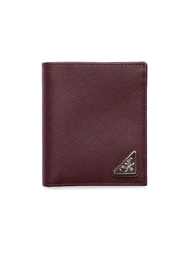 Prada Men's Saffiano Leather Wallet - Dark Red