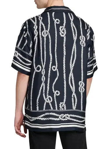 Dolce & Gabbana Men's St. Marina Rope-Print Silk Camp Shirt - Corde Blue Navy - Size 34 | Thumbnail 5 Dolce & Gabbana Men's St. Marina Rope-Print Silk Camp Shirt - Corde Blue Navy - Size 34 | Thumbnail 5