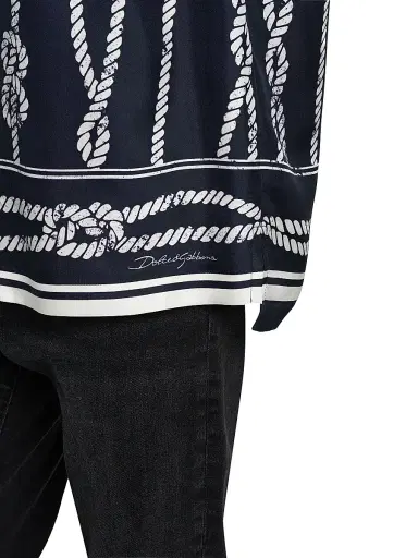 Dolce & Gabbana Men's St. Marina Rope-Print Silk Camp Shirt - Corde Blue Navy - Size 34 | Thumbnail 6 Dolce & Gabbana Men's St. Marina Rope-Print Silk Camp Shirt - Corde Blue Navy - Size 34 | Thumbnail 6