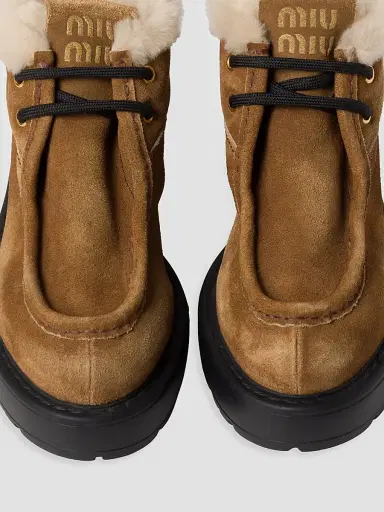 Miu Miu Women's Faded Suede Booties | Thumbnail 3