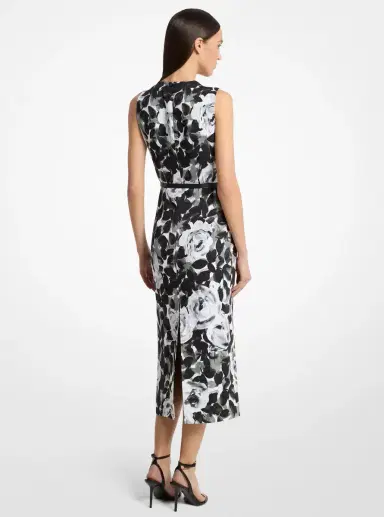 Michael Kors Collection Rose Stretch Cady Belted Sheath Dress | Thumbnail 2