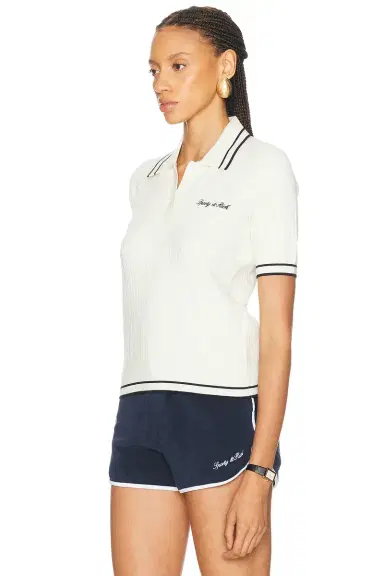 Sporty & Rich Signature Logo Mini Cable Polo Top | Thumbnail 2 Sporty & Rich Signature Logo Mini Cable Polo Top | Thumbnail 2