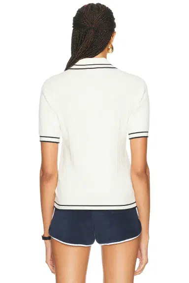 Sporty & Rich Signature Logo Mini Cable Polo Top | Thumbnail 3 Sporty & Rich Signature Logo Mini Cable Polo Top | Thumbnail 3