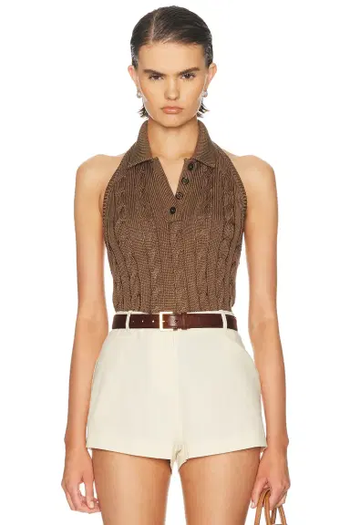 Ralph Lauren Collection Sleeveless Halter Polo Sweater | Thumbnail 1