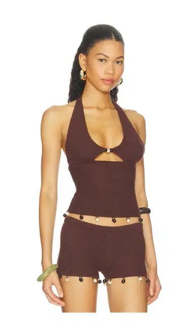 Runaway The Label Bailee Deep-v Halter Knit Top | Thumbnail 2