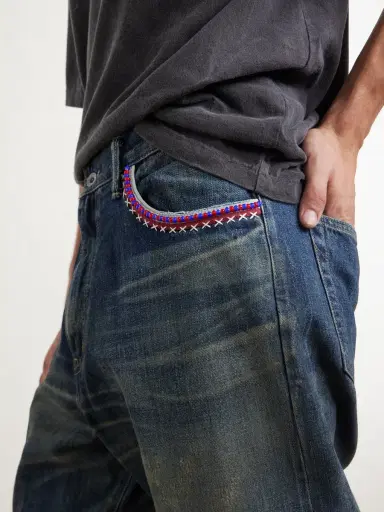 Neighborhood Savage Straight-Leg Bead-Embellished Distressed Jeans - Men | Thumbnail 5 Neighborhood Savage Straight-Leg Bead-Embellished Distressed Jeans - Men | Thumbnail 5